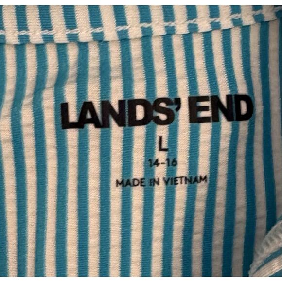 Lands’ End Women’s UPF 50 Seersucker Hooded Full Zip Rashguard Size Large Beach - Picture 3 of 5